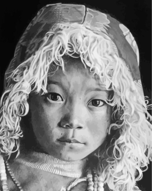 Monochrome Tibetan Child Paint By Numbers