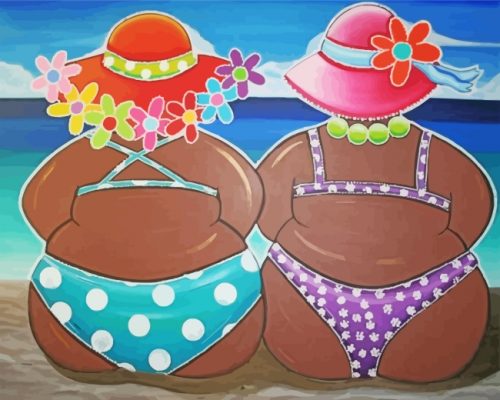 Black Women In The Beach paint By Numbers