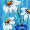 Daisies In Blue Jar Paint By Numbers