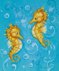 Yellow Seahorses paint by numbers