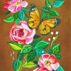 Flowers And Butterfly paint by numbers