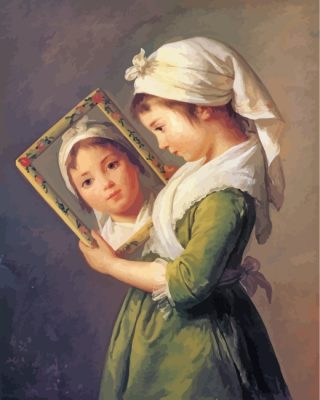 Girl Looking In The Mirror paint by numbers