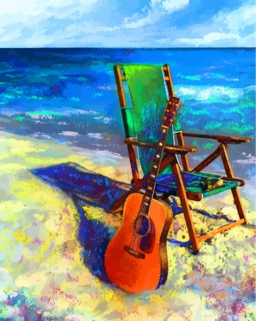 Guitar And Beach Chair Paint By Numbers