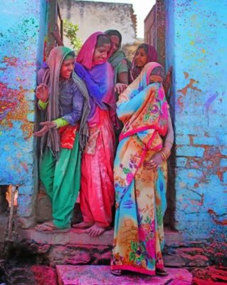 Indian Girl In Holi Color Paint By Numbers