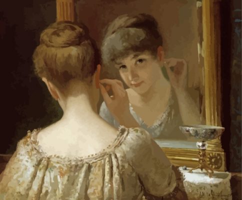 Lady Looking At The Mirror paint by numbers