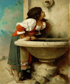 Girl At A Fountain Paint By Numbers