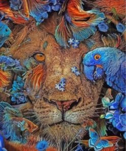 Lion Parrot And Fish Paint by numbers