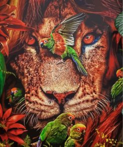 Lion And Parrots Paint By Numbers
