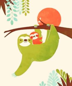 Mom And Baby Sloth Paint By Numbers