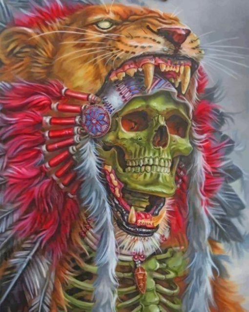 Native Lion Skull Paint By Numbers