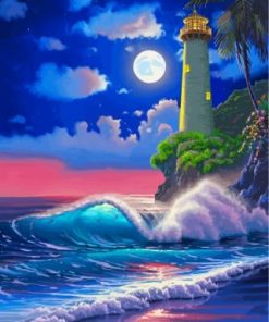 Night Lighthouse paint by numbers