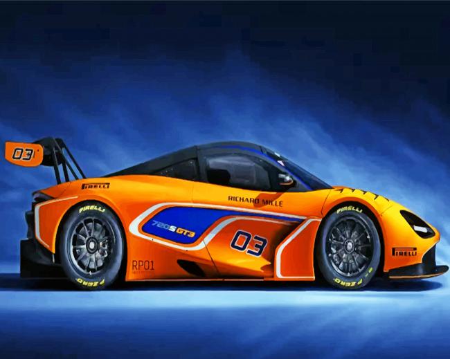 Orange Racing Car Paint By Numbers