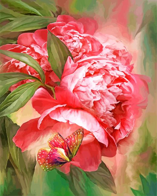 Peony And Butterfly paint by numbers