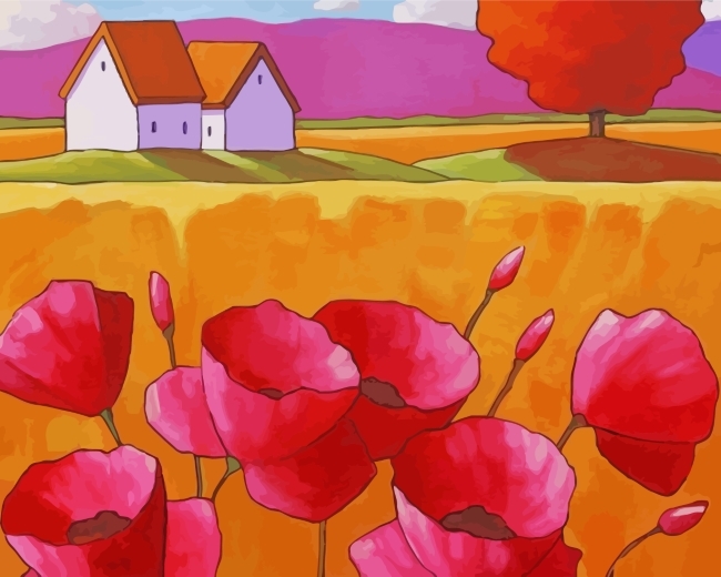 Pink Poppies Paint By Numbers