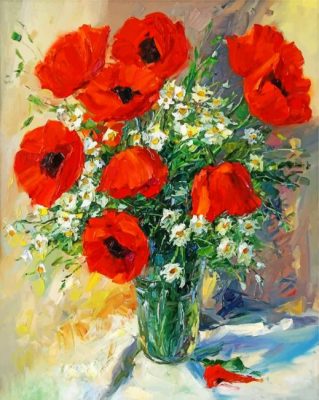 Poppies Vase paint by numbers