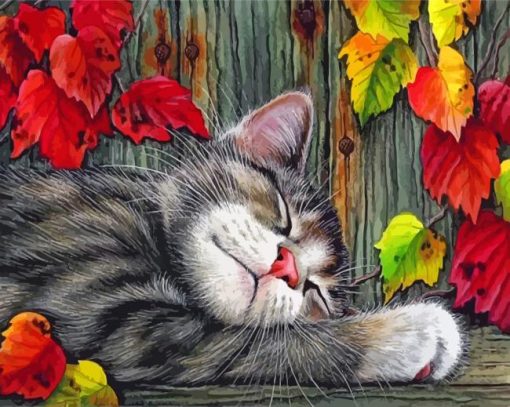 Sleepy Cat Paint By Numbers