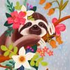 Sloth And Flowers Paint By Numbers