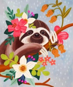 Sloth And Flowers Paint By Numbers