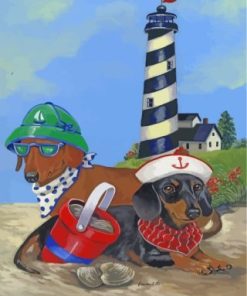 Summer Dachshund Dogs paint by numbers