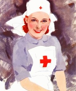 Vintage Red Cross Nurse paint by numbers