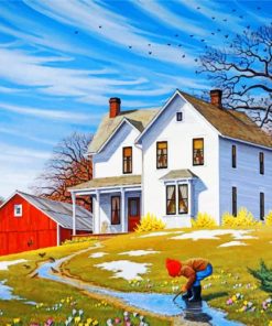 White House And Barn Paint By Numbers