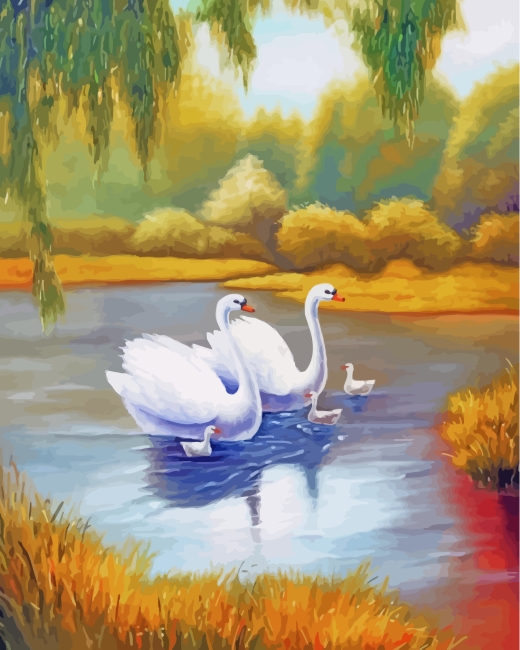 Aesthetic White Swans Paint By Numbers