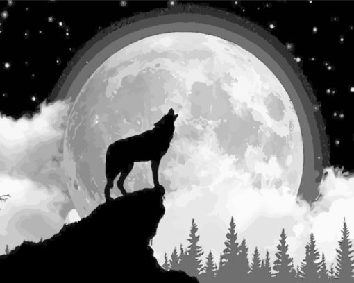Wolf Silhouette Paint By Numbers