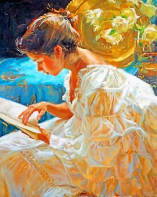 Woman Reading A Book paint by numbers