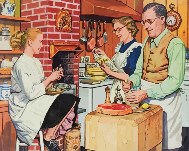 1950s Americana Family Paint By Numbers