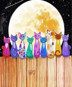 Cats In Full Moon Paint By Numbers