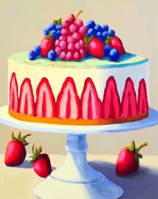 Strawberry Cake Paint By Numbers