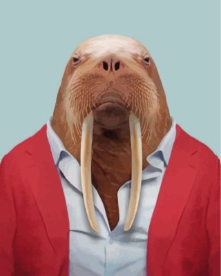 Walrus Wearing Red Paint By Numbers