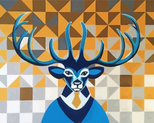 Blue Mr Deer paint by numbers