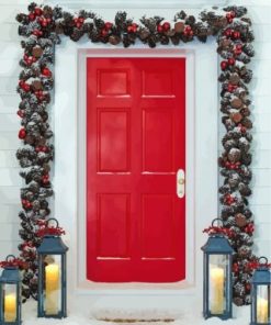 Christmas Red Door paint By Numbers