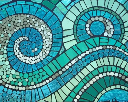 Blue Green Mosaic Paint By Numbers
