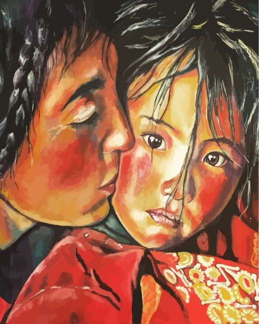 Tibetan Woman And Daughter Paint By Numbers