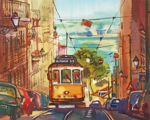 Lisbon Tram Paint By Numbers