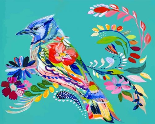 Floral Colorful Bird Paint By Numbers