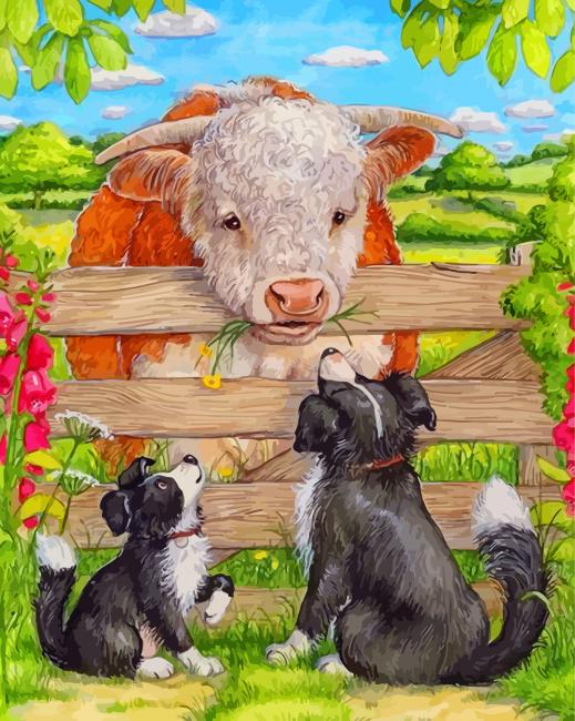 Dogs And Cow Paint By Numbers