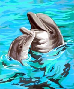 Dolphin Mother And Baby Paint By Numbers