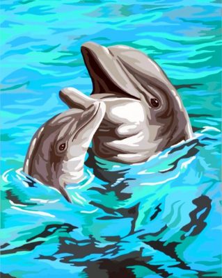 Dolphin Mother And Baby Paint By Numbers