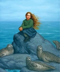 girl and seals paint by numbers