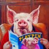 Pig Reading A Magazine paint by numbers