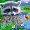 Raccoon And Hummingbird paint by numbers