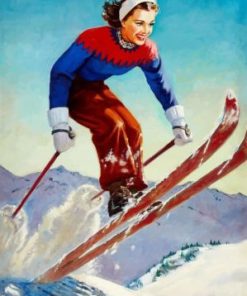 Skiing Girl Jump paint By Numbers