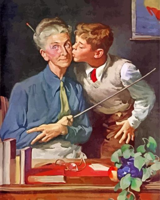 Student Kissing His Teacher Paint By Numbers