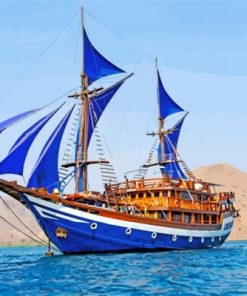 Blue Sailing Ship paint By Numbers