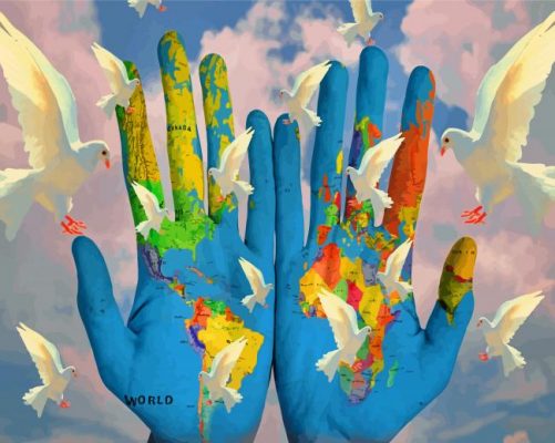 World Map Hands Paint By Numbers