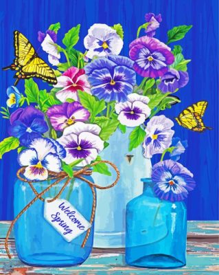 Butterflies And Pansies Paint By Numbers 