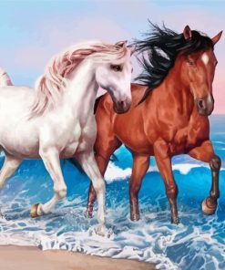 Horses On the Beach Paint By Numbers